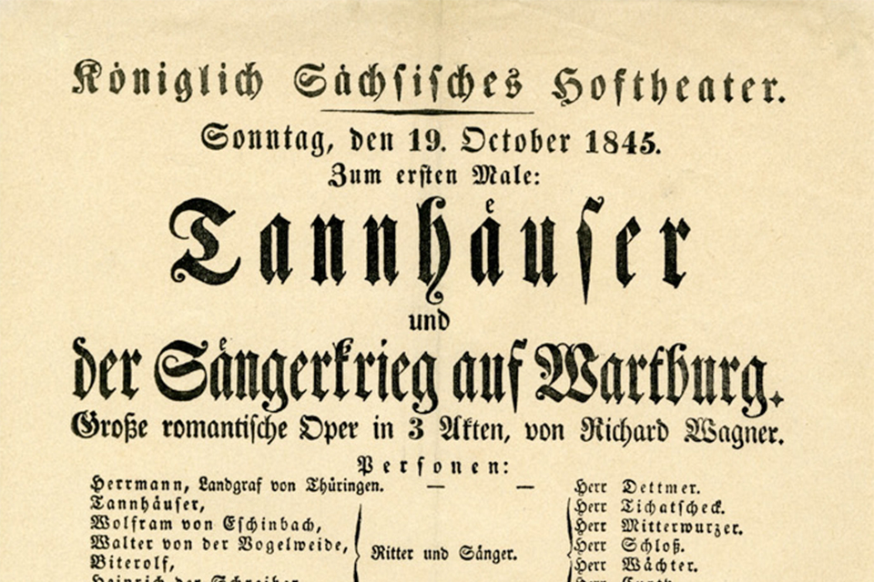 Tannhäuser: sheet of music from the premiere